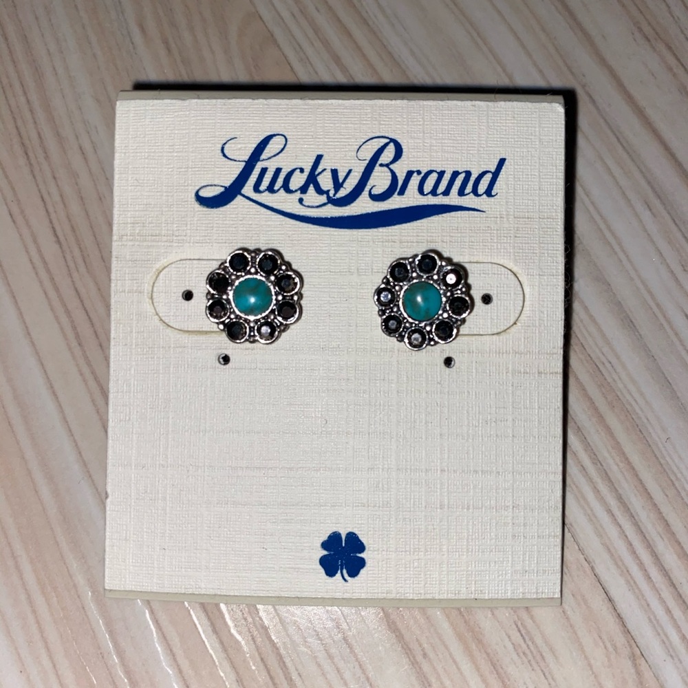Lucky Brand Teal Flower Earrings (NWT)